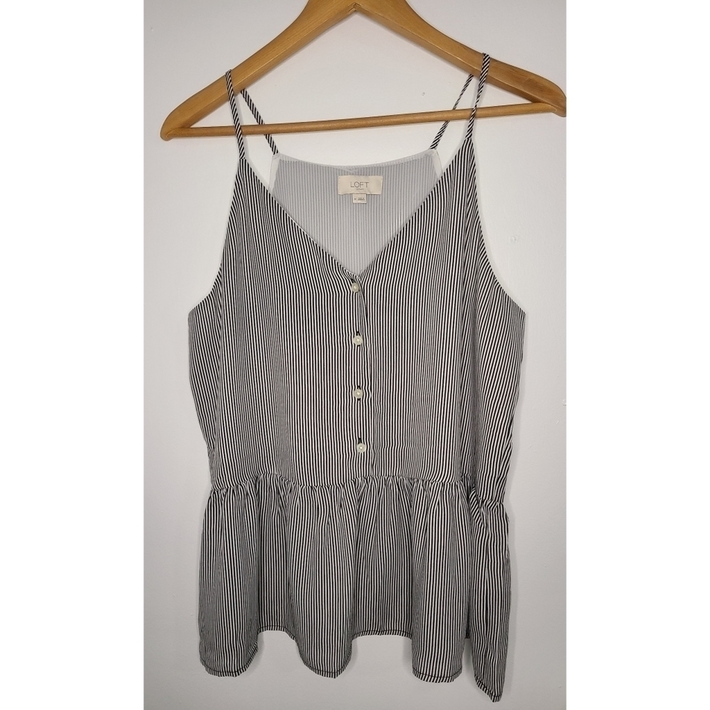 Loft Black and White Striped Peplum Top - Picture 3 of 6